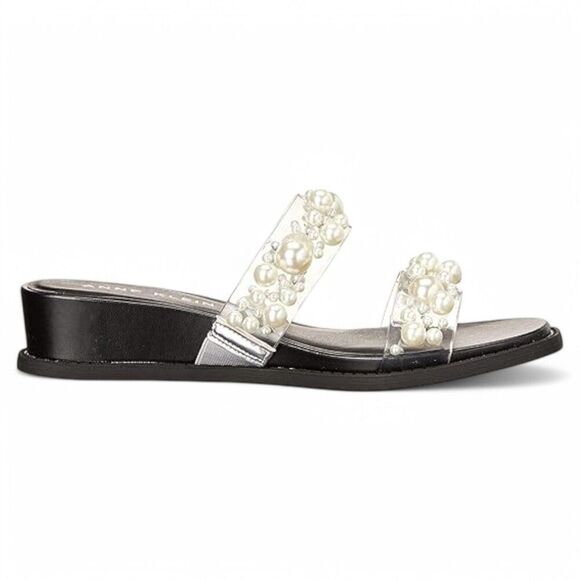 Anne Klein Women S Bessy Sandals Clear-Cork and Black Sophistication - Picture 2 of 7